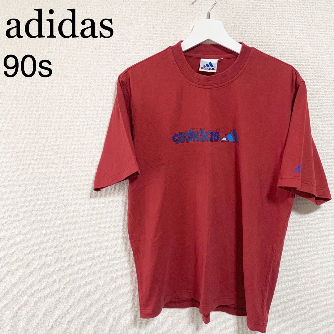 adidas(アディダス)の90s adidas Tシャツ メンズL ワインレッド ビッグロゴ デカロゴ メンズのトップス(Tシャツ/カットソー(半袖/袖なし))の商品写真