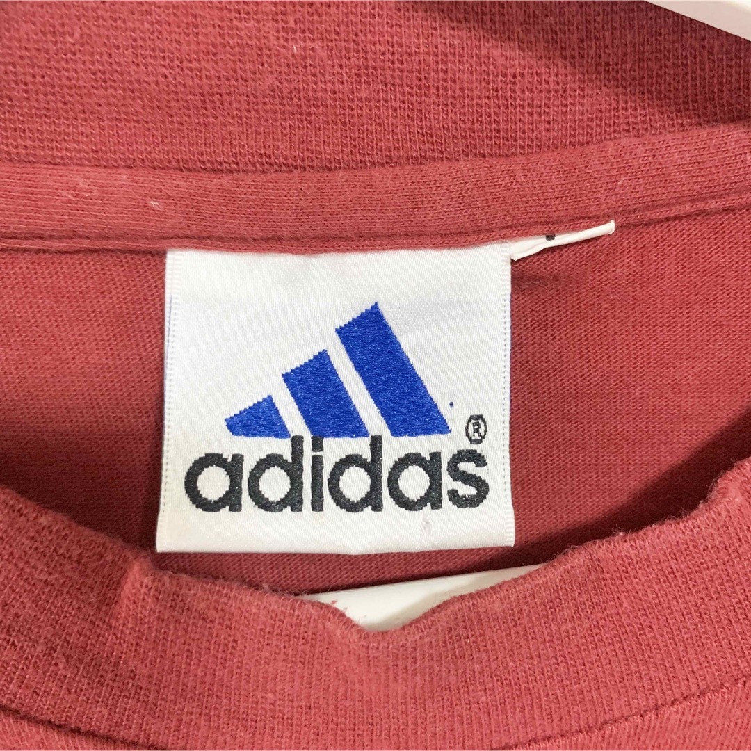 adidas(アディダス)の90s adidas Tシャツ メンズL ワインレッド ビッグロゴ デカロゴ メンズのトップス(Tシャツ/カットソー(半袖/袖なし))の商品写真