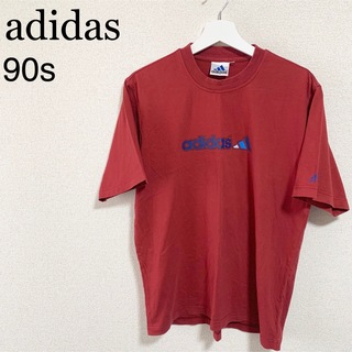 アディダス(adidas)の90s adidas Tシャツ メンズL ワインレッド ビッグロゴ デカロゴ(Tシャツ/カットソー(半袖/袖なし))