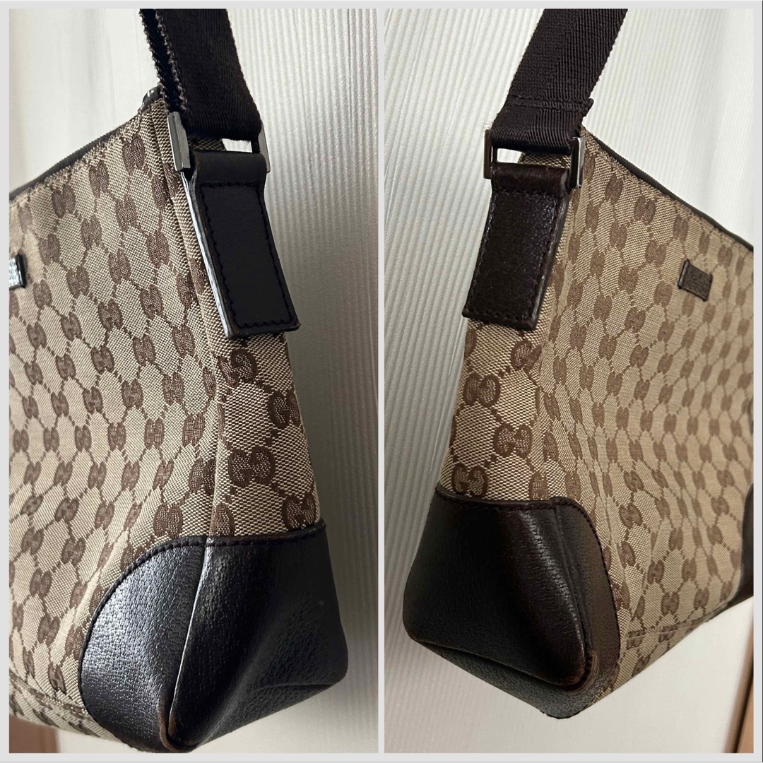 Gucci(グッチ)のGUCCI グッチ ショルダーバッグ GGキャンバス レザー 斜め掛け ブラウン レディースのバッグ(ショルダーバッグ)の商品写真