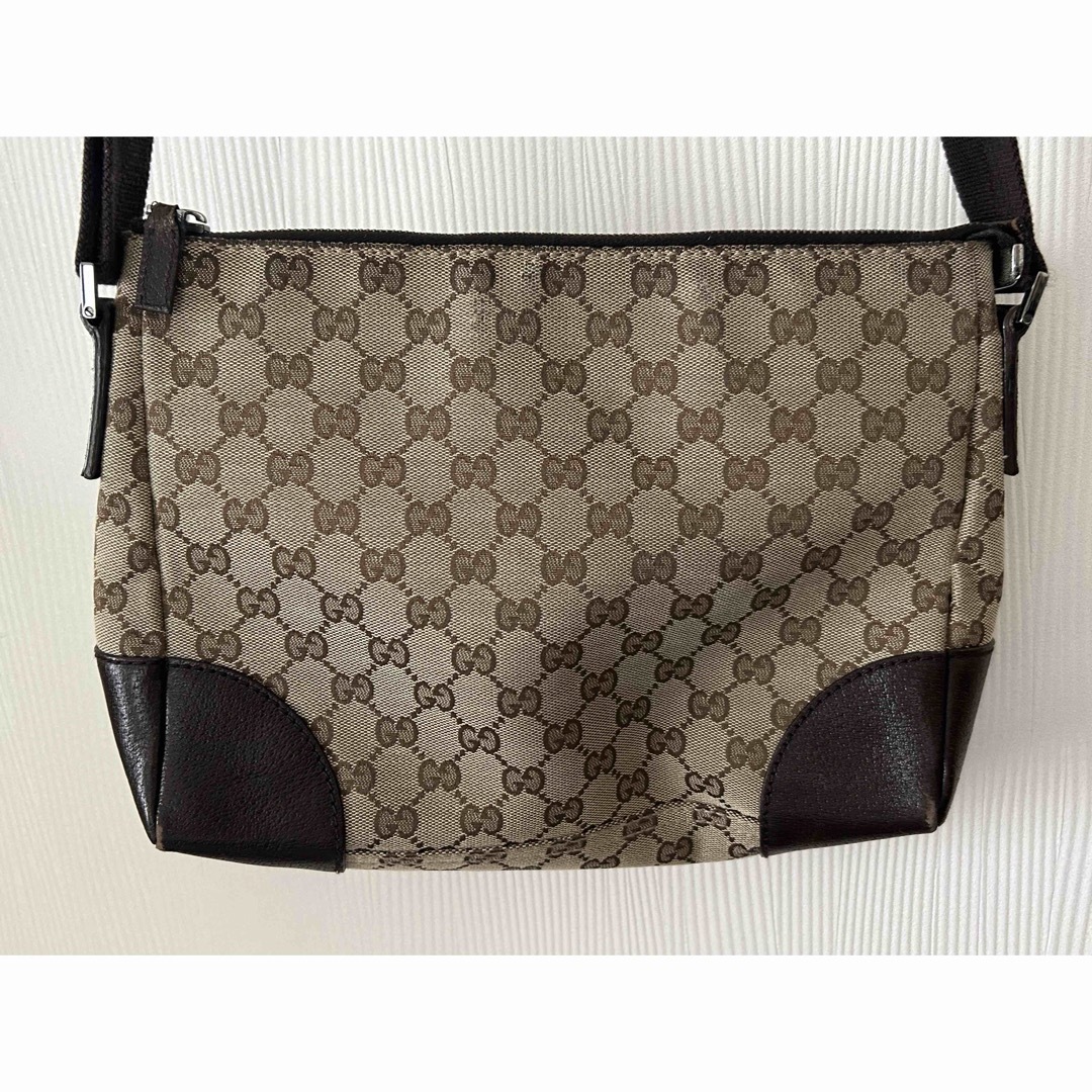 Gucci(グッチ)のGUCCI グッチ ショルダーバッグ GGキャンバス レザー 斜め掛け ブラウン レディースのバッグ(ショルダーバッグ)の商品写真