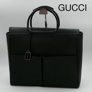 希少】グッチ ビジネスバッグ メタルハンドル チャーム レザー 黒 A4