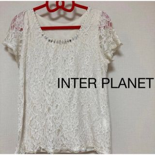 インタープラネット(INTERPLANET)のINTER PLANET ブラウス　トップス夏服半袖シャツ　Mサイズ(シャツ/ブラウス(半袖/袖なし))