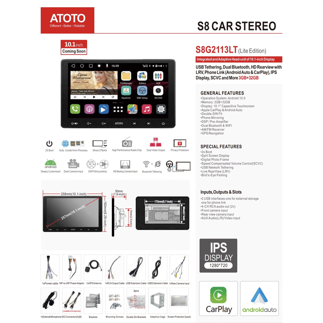 新品正規品!S8G2113LT 数限定バックカメラ付ATOTO10インチ2023