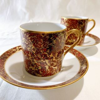 ノリタケ(Noritake)の【激レア！廃盤品】ノリタケ　カップ＆ソーサー　ゴールド　金.赤.黒大理石模様(食器)