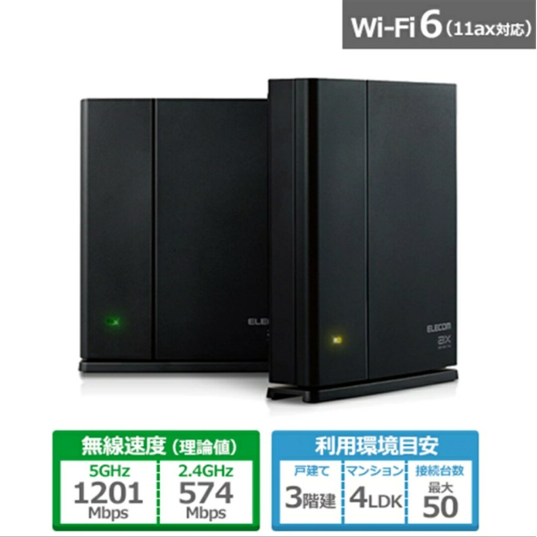 エレコム Wi-Fi 6 e-Meshスターターキット WMC-2LX-B