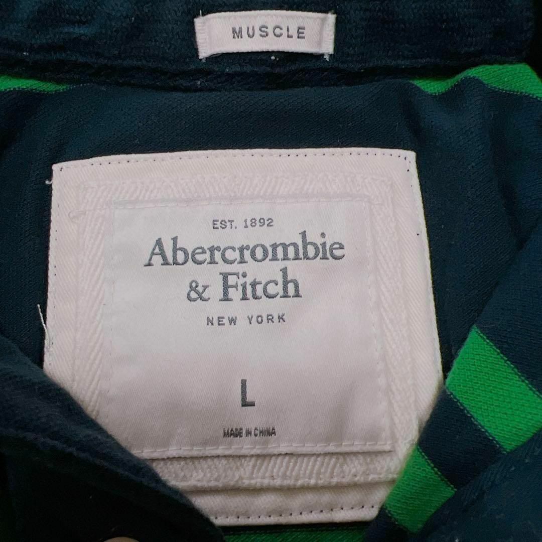 Abercrombie&Fitch(アバクロンビーアンドフィッチ)のAbercrombie & Fitch ポロシャツ 刺繍 L 黒×緑 メンズのトップス(ポロシャツ)の商品写真