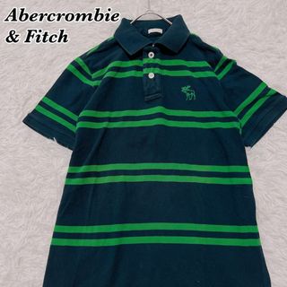 アバクロンビーアンドフィッチ(Abercrombie&Fitch)のAbercrombie & Fitch ポロシャツ 刺繍 L 黒×緑(ポロシャツ)