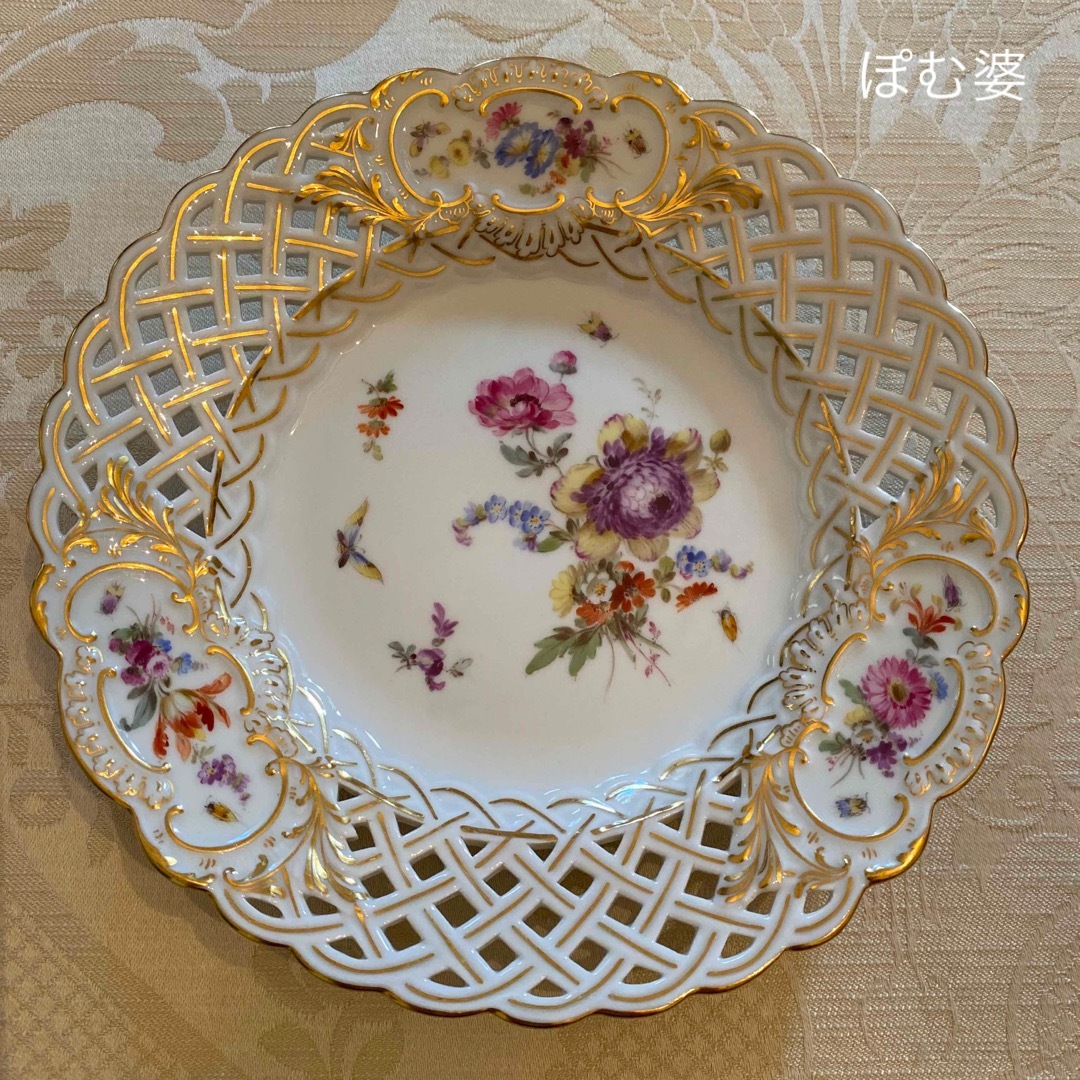 Meissen マイセン コバルトブルー金彩飾皿 フラワーブーケ - 食器 Meissen マイセン コバルトブルー金彩飾皿 フラワーブーケ - 食器