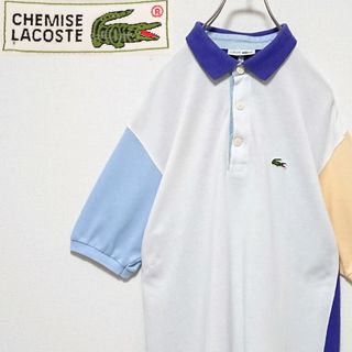 ラコステ(LACOSTE)のラコステ　ワンポイント　刺繍　ロゴ　切り替え　バイカラー　半袖　ポロシャツ(ポロシャツ)