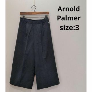 アーノルドパーマー(Arnold Palmer)のアーノルドパーマー スエード タック ワイドパンツ  裏地付 ブラック(カジュアルパンツ)