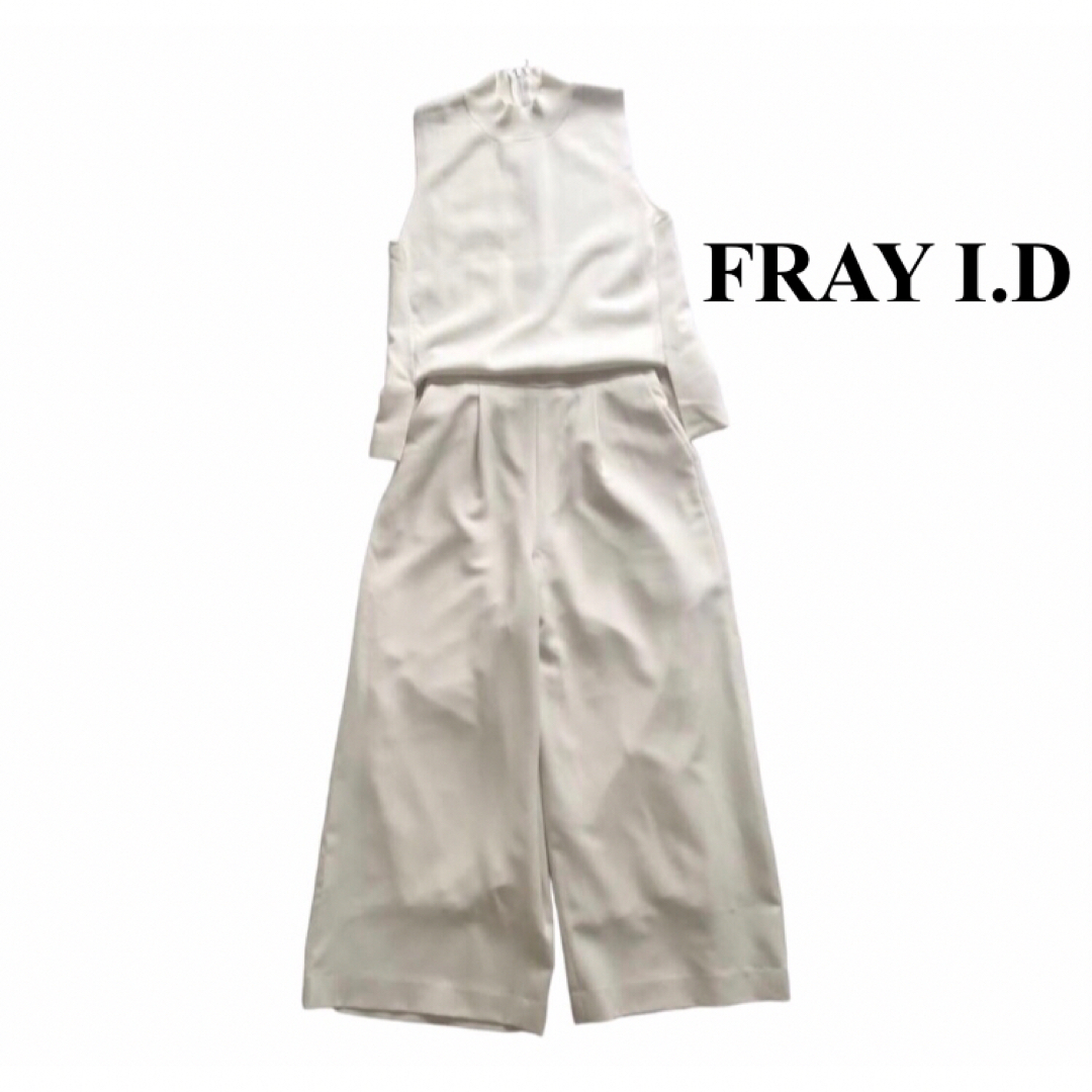 美品★FRAY I.D★異素材切替ジャンプスーツ0/オフホワイト/オールインワン | フリマアプリ ラクマ