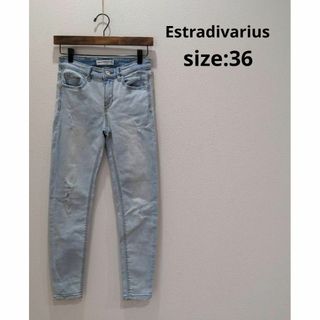 ストラディバリウス(stradivarius)のストラディバリウス スキニー ダメージ デニム ストレッチ ジーンズ 36(デニム/ジーンズ)