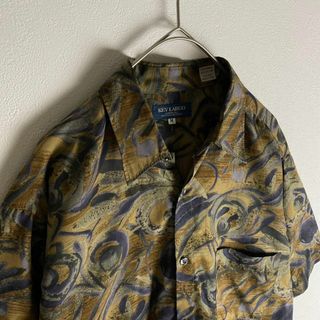 50%OFF チェック柄 ポリエステル100% 【半袖シャツ テロ感 古着】 紫