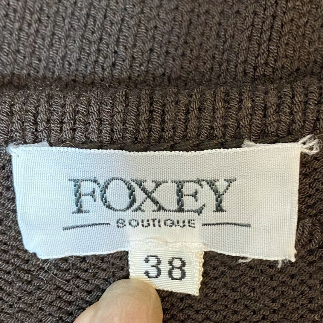 【FOXEY】半袖ニット パフスリーブ ロゴプレート 38