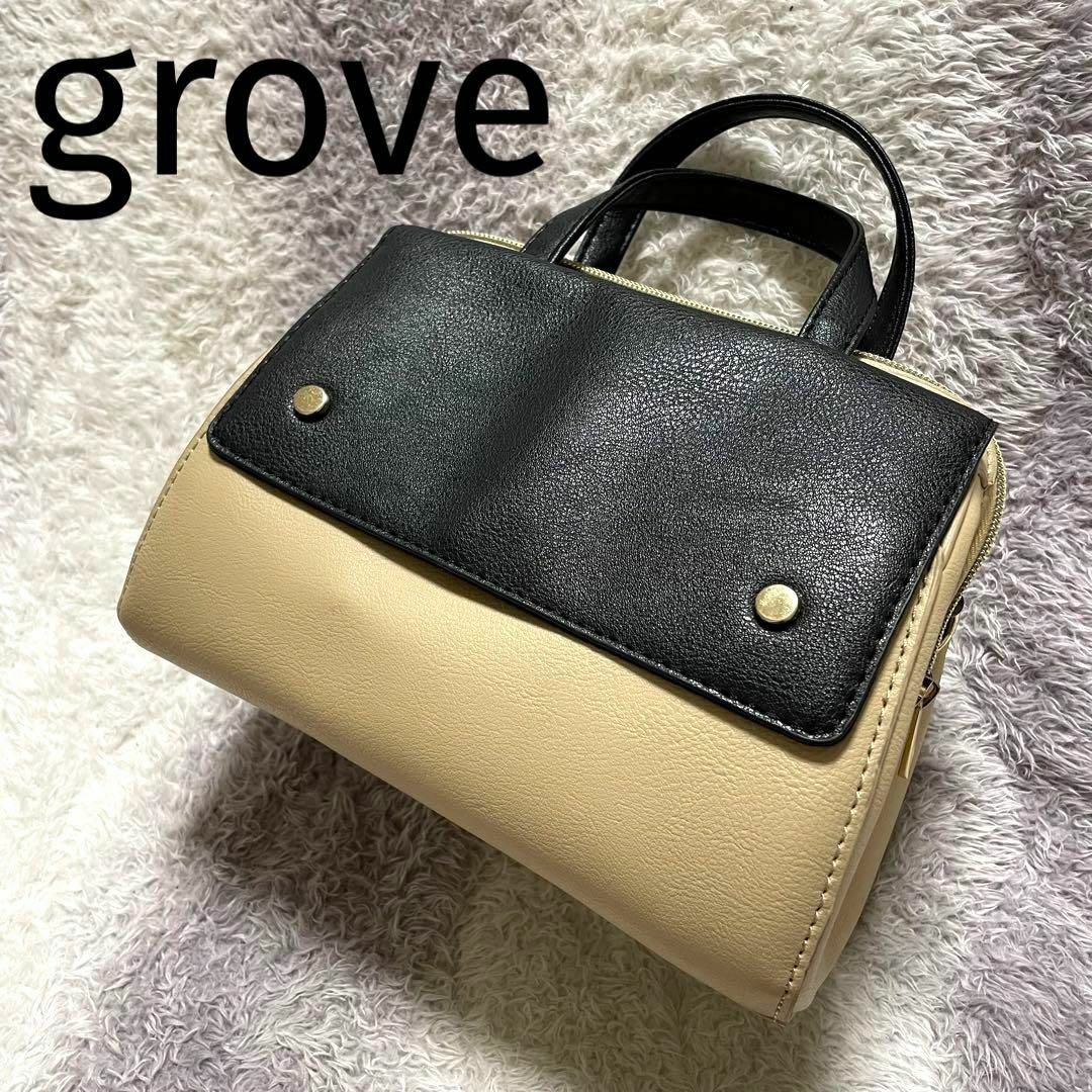 grove(グローブ)のb2a grove ハンドバッグ ショルダーバッグ ミニボストン バイカラー レディースのバッグ(ハンドバッグ)の商品写真