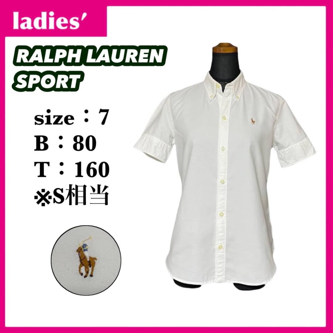Ralph Lauren(ラルフローレン)のラルフローレンスポーツ 半袖 シャツ レディース サイズ7 S相当 ホワイト レディースのトップス(シャツ/ブラウス(半袖/袖なし))の商品写真