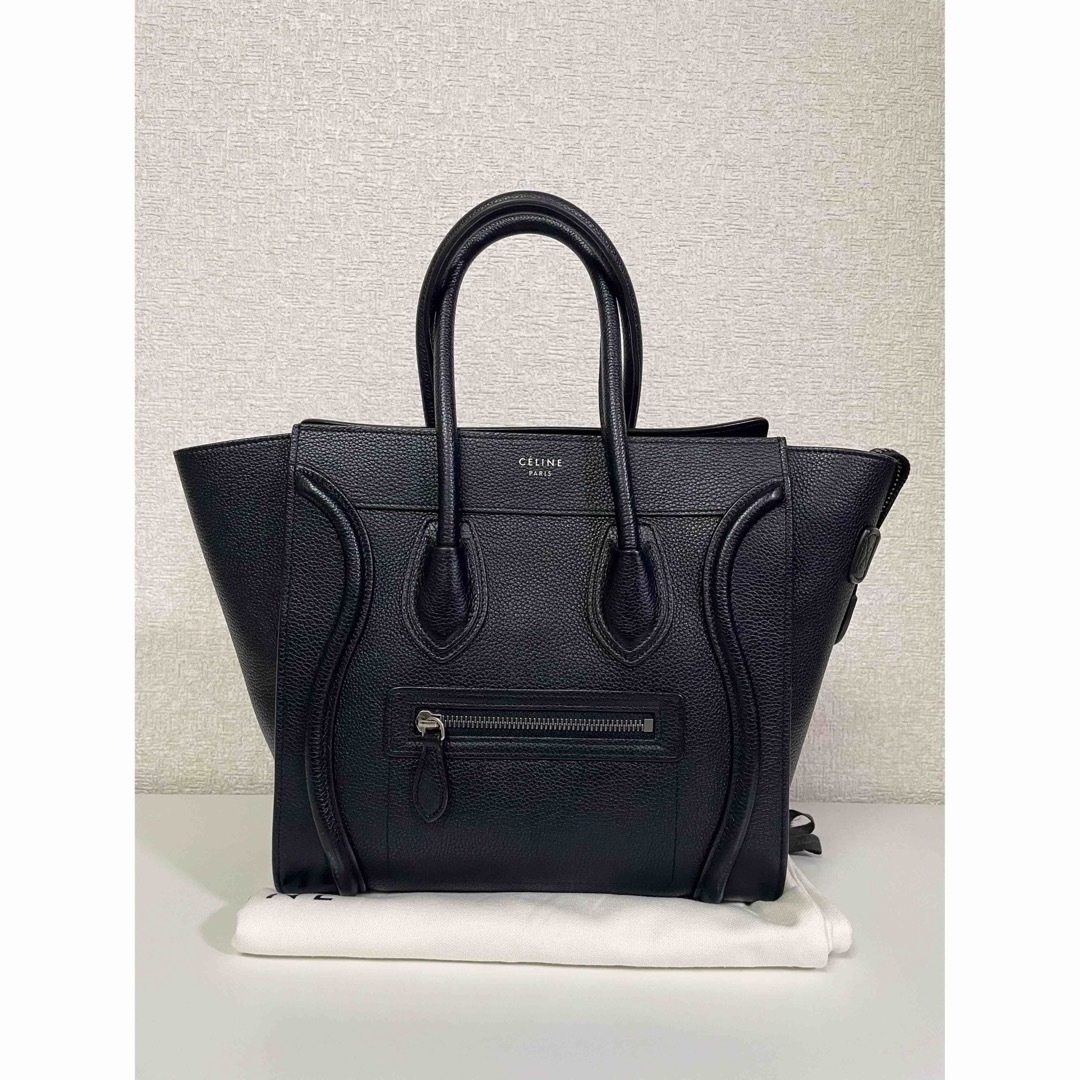 美品‼️CELINE セリーヌ ラゲージ　ドラムドカーフスキン　ブラック　旧ロゴ