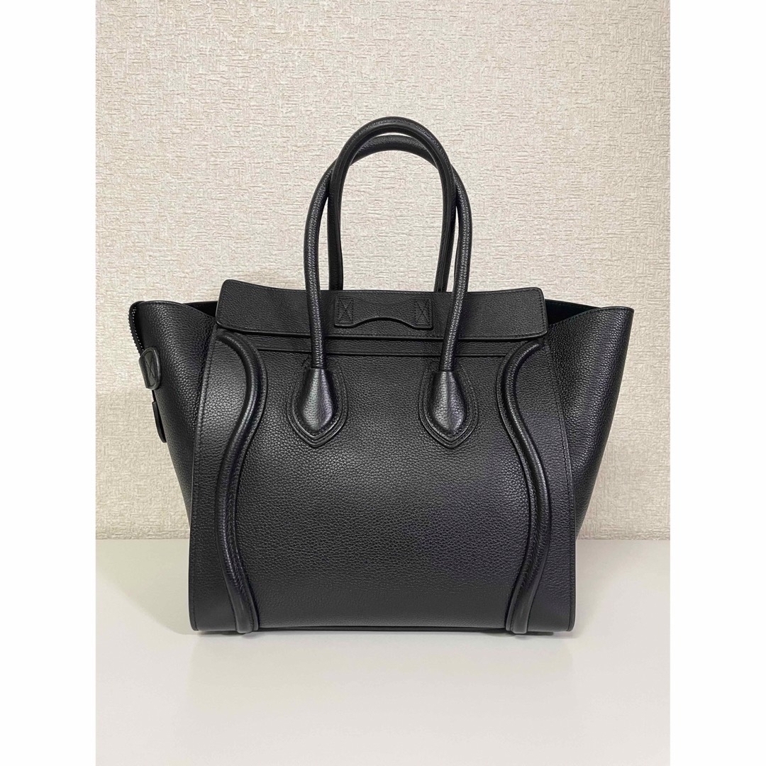 美品‼️CELINE セリーヌ ラゲージ　ドラムドカーフスキン　ブラック　旧ロゴ