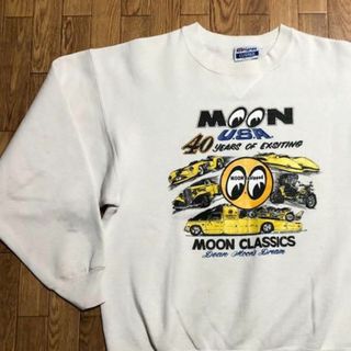 ヘインズ(Hanes)の80s USA製 Hanes スウェット MOON EYES 白 Lサイズ 前V(スウェット)