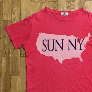 サニースポーツ(SUNNY SPORTS)のUSA製 SUNNY SPORTS 染み込み 麻混 Tシャツ 赤のあるピンク M(Tシャツ/カットソー(半袖/袖なし))