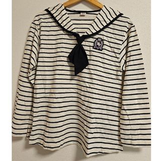 メゾピアノジュニア(mezzo piano junior)のメゾピアノ ヴィンテージ風ボーダーセーラー長袖Tシャツ(Tシャツ/カットソー)