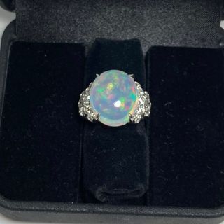 大粒　美しい遊色　メキシコウォーターオパール　11.44ct(リング(指輪))