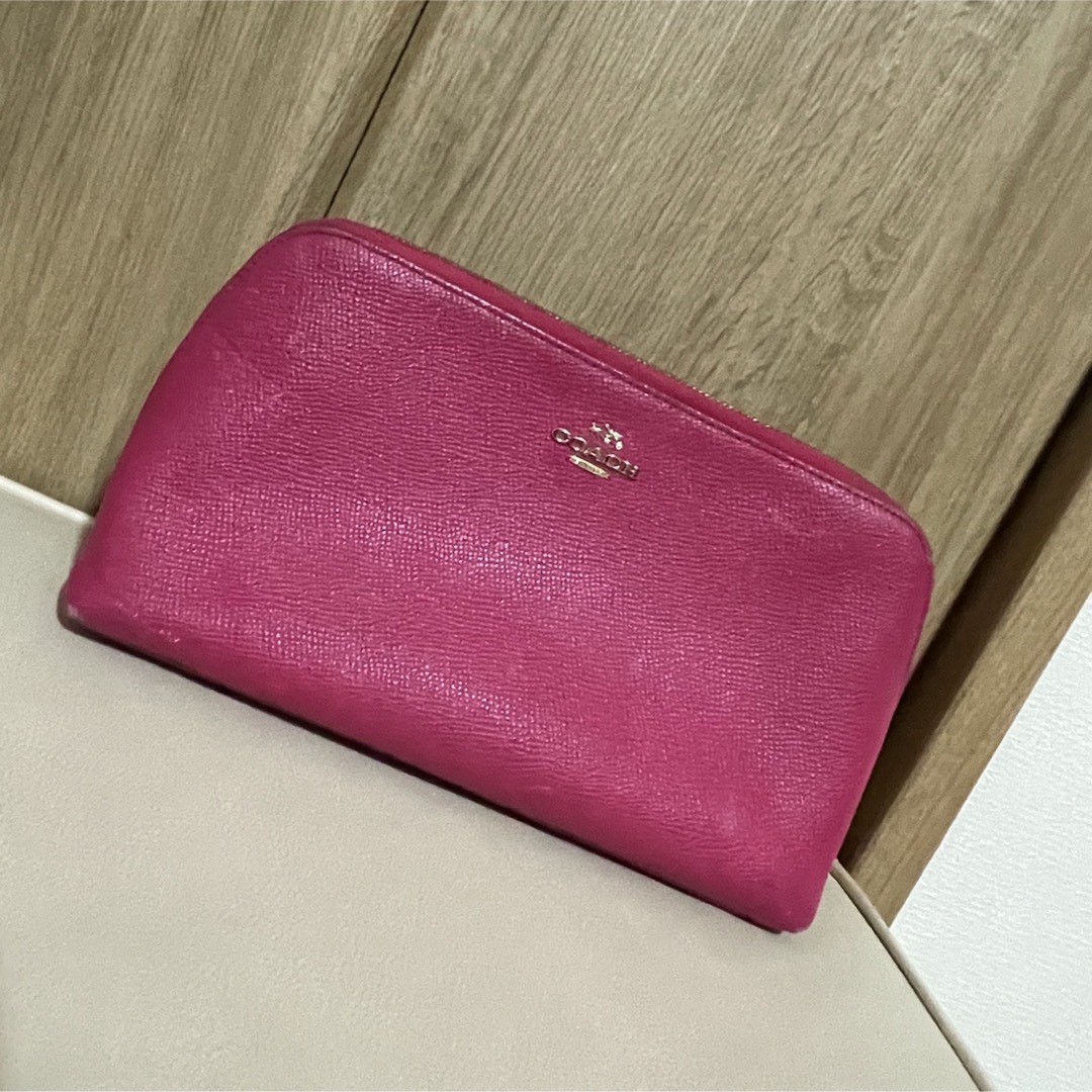 COACH コーチ ピンク 桃色 レザー ポーチ 小物入れ レディース 401877 ...