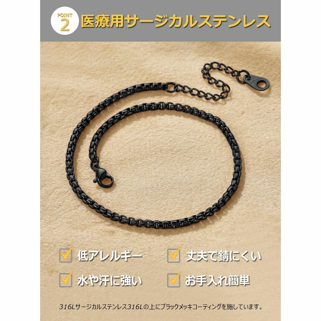 【色: C】ChainsPro ステンレス アンクレット メンズ 人気 黒 ブラ 1