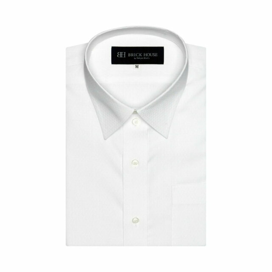【ホワイト】(M)【透け防止】 レギュラー 半袖 形態安定 ワイシャツ
