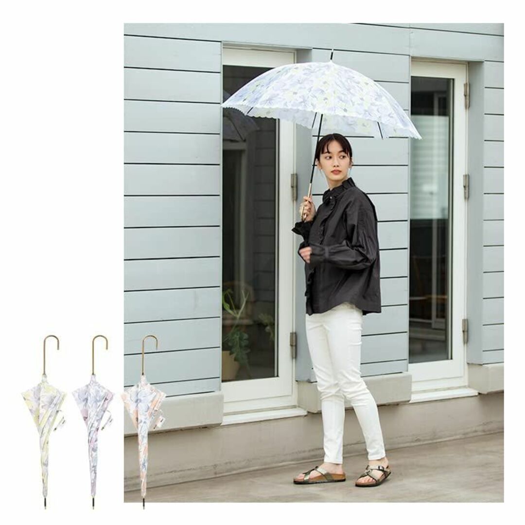 【色: ピンク】202Wpc. 雨傘 フラワーウォール ピンク 長傘 58cm 4