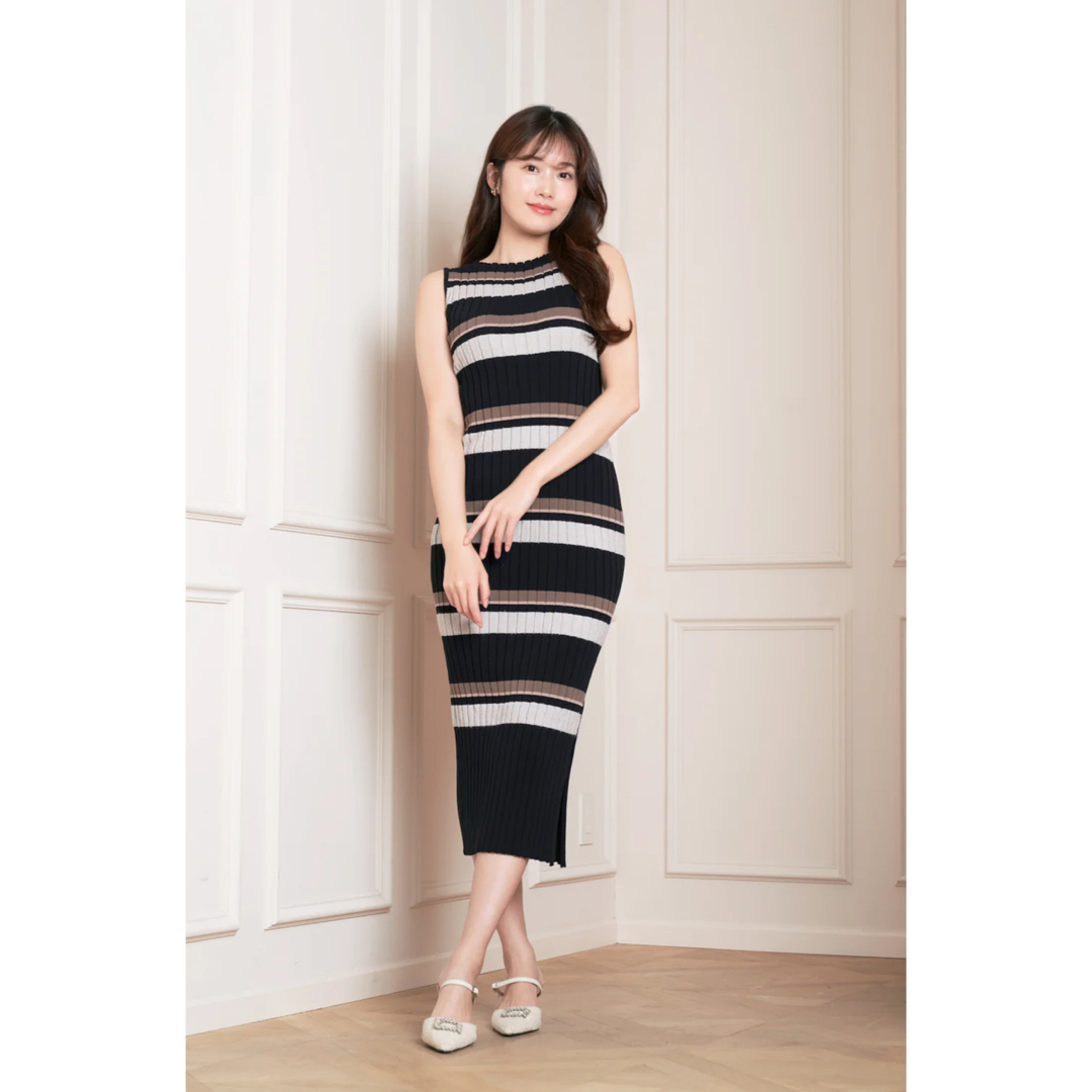 Her lip to♡Cotton Striped KnitDress
