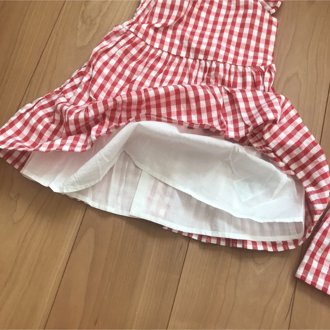 babyGAP(ベビーギャップ)の赤　チェック　ワンピース　双子 キッズ/ベビー/マタニティのキッズ服女の子用(90cm~)(ワンピース)の商品写真