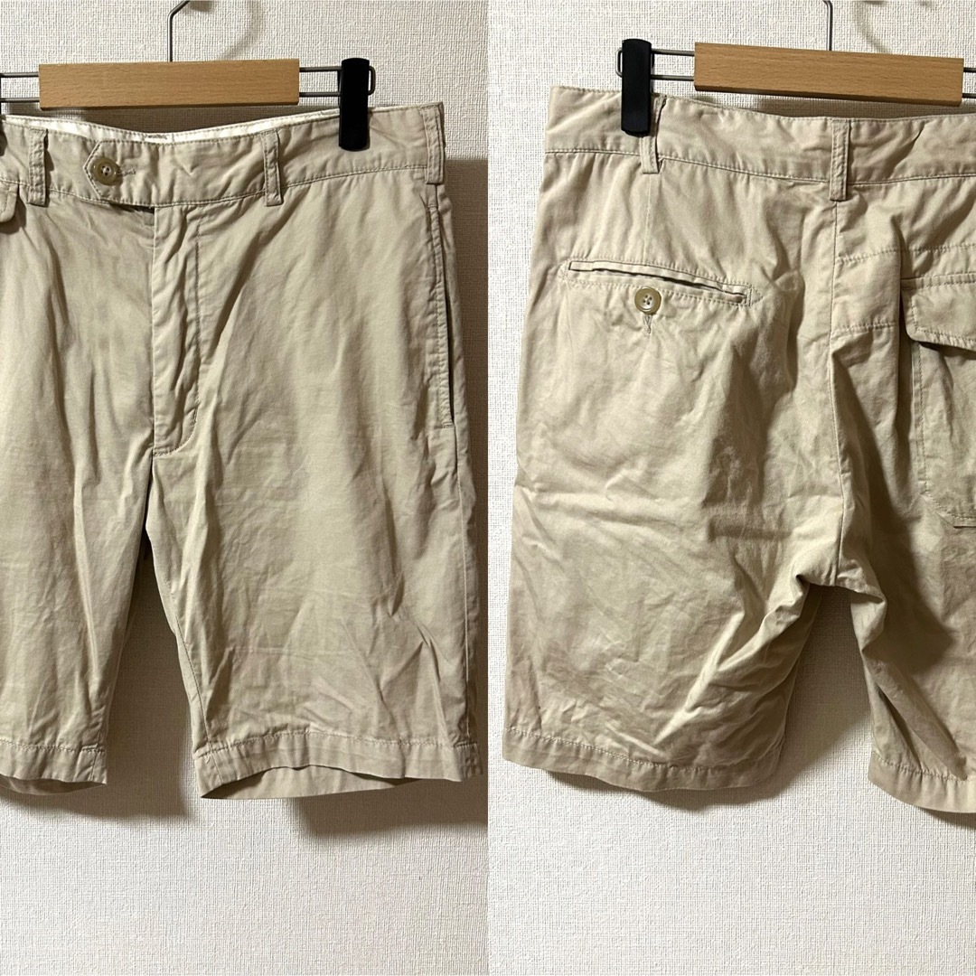 Engineered Garments(エンジニアードガーメンツ)のW83cm！USA製 エンジニアードガーメンツ 古着ショートパンツ ベージュ薄手 メンズのパンツ(ショートパンツ)の商品写真