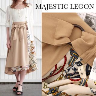 マジェスティックレゴン(MAJESTIC LEGON)のマジェスティックレゴン リング ベルト スカーフ 柄 切替 スカート(ロングスカート)