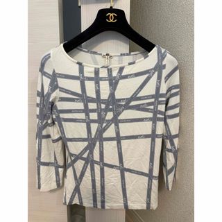 エルメス(Hermes)のエルメス　リボン　七分袖　トップス　グレー　白tシャツ(カットソー(長袖/七分))