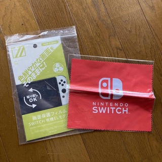 ニンテンドースイッチ(Nintendo Switch)の有機Switch保護フィルム＆クリーニングフロス付き(保護フィルム)