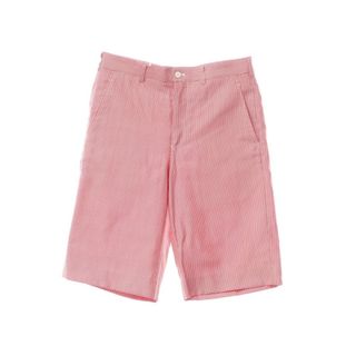 コムデギャルソンオムプリュス(COMME des GARCONS HOMME PLUS)の【中古】コムデギャルソンオムプリュス COMME des GARCONS HOMME PLUS 2022年春夏 ハウンドトゥース柄 ウールレーヨン ショートパンツ レッドxホワイト【サイズS】【メンズ】(ショートパンツ)