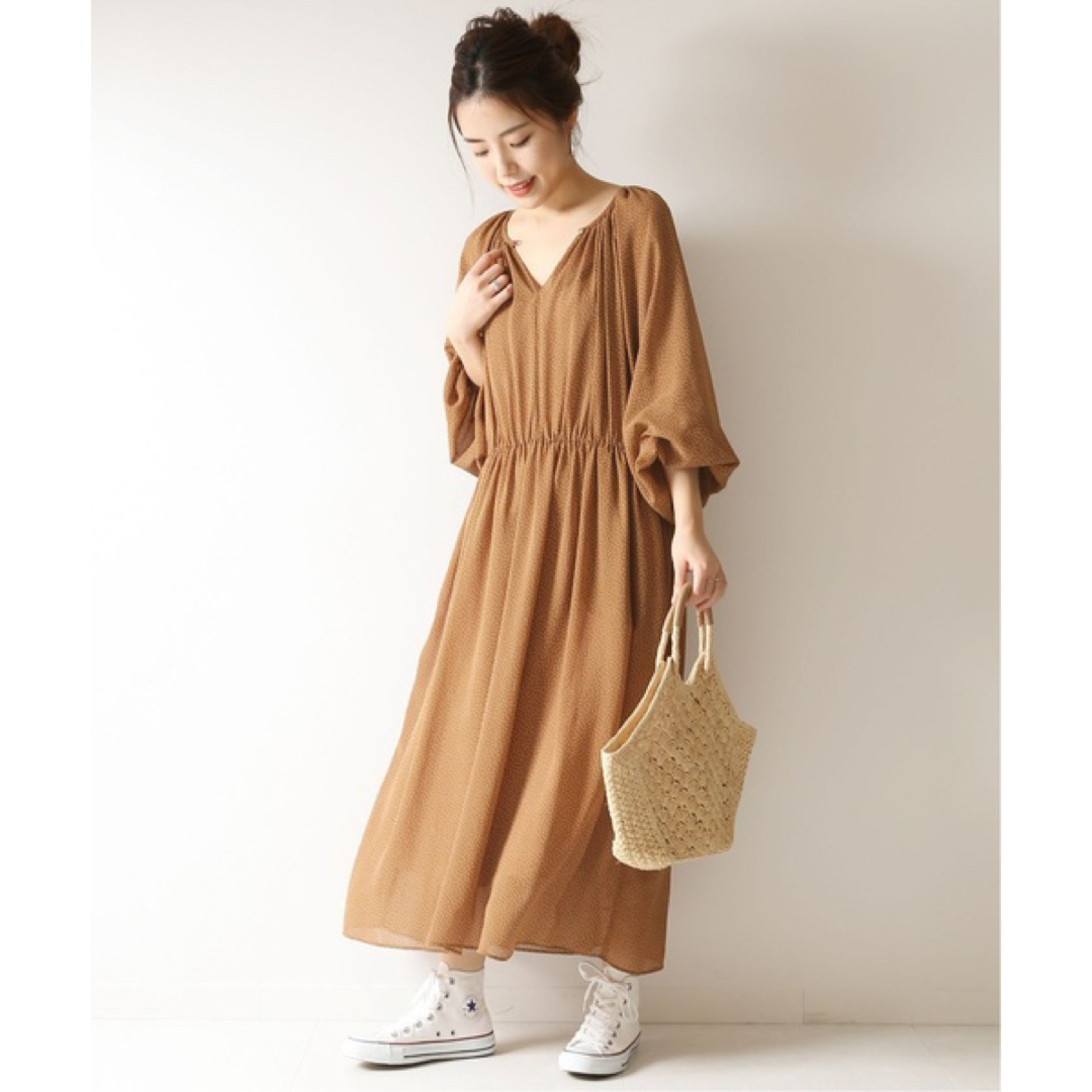 SPICK&SPAN ドットシフォンボリュームドレス ワンピース レディース シフォン\u0026総レースドレス ワンピース ボリュームスリーブ ラメ