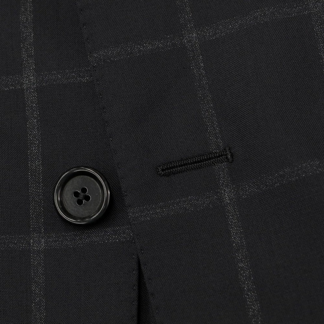 デペトリロ DE PETRILLO ウール チェック 3B セットアップ スーツ ブラック【サイズ48】【メンズ】