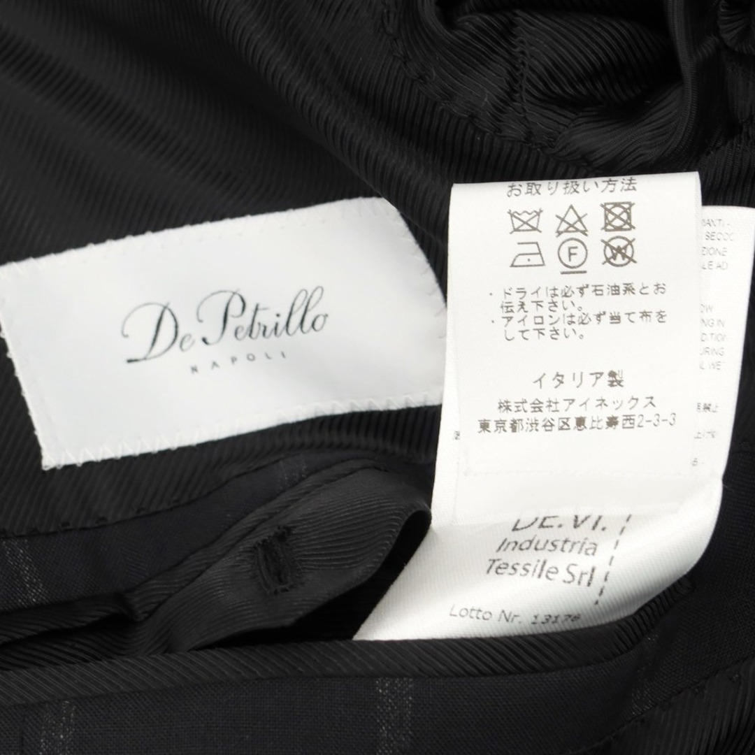 デペトリロ DE PETRILLO ウール チェック 3B セットアップ スーツ ブラック【サイズ48】【メンズ】