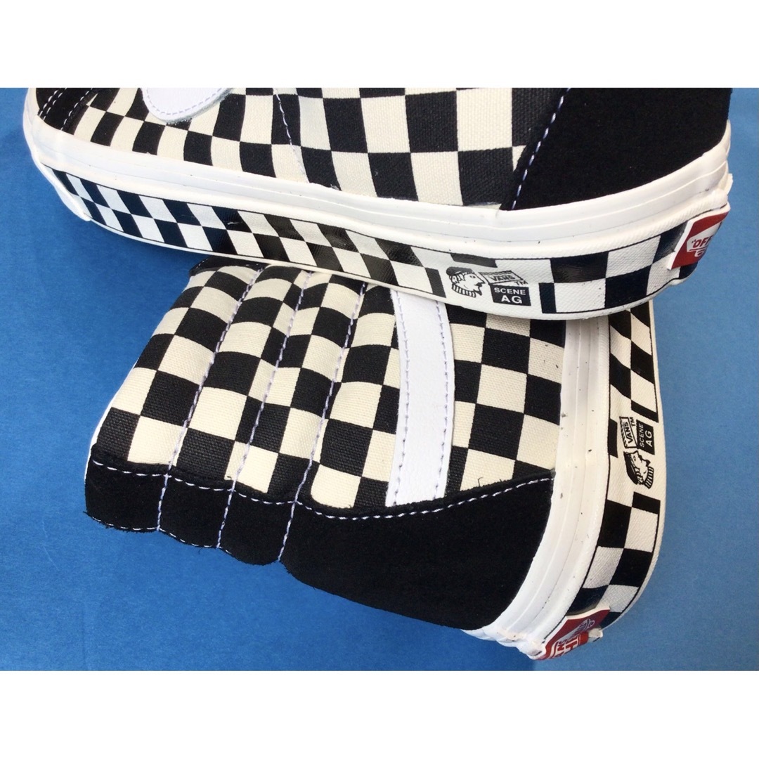 新品】vans SK8-HI 黒白チェック 27.5cm サイドテープチェック