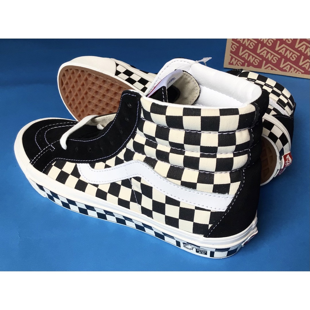 新品】vans SK8-HI 黒白チェック 27.5cm サイドテープチェック