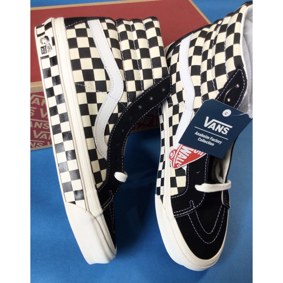 新品】vans SK8-HI 黒白チェック 27.5cm サイドテープチェック
