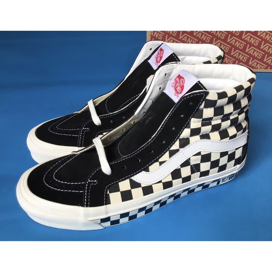 新品】vans SK8-HI 黒白チェック 27.5cm サイドテープチェック