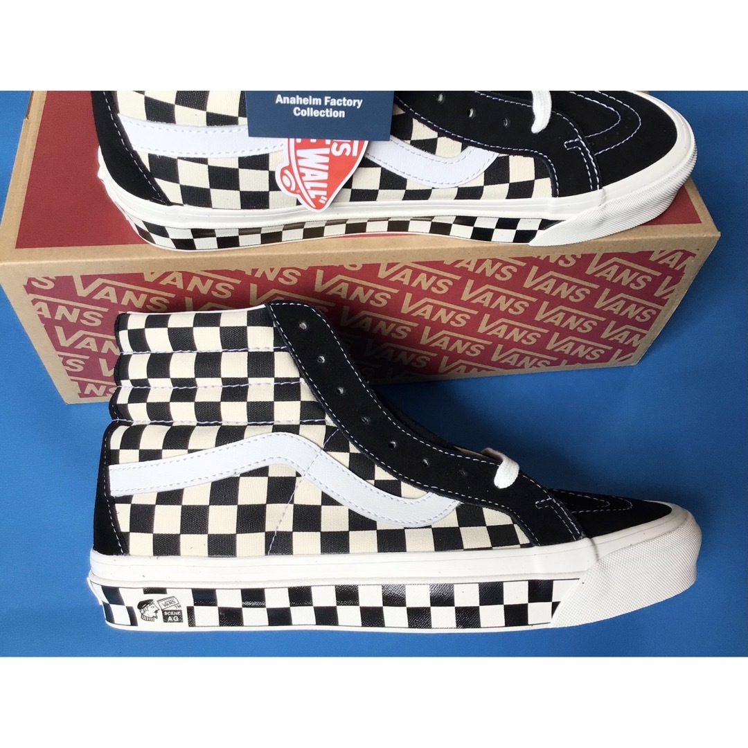 新品】vans SK8-HI 黒白チェック 27.5cm サイドテープチェック