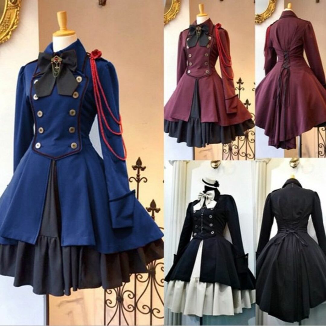 ☆軍服ワンピースブラックMサイズ☆の通販 by chobishop|ラクマ 軍服ワンピース ブラック M