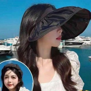 つば広めサンバイザー♪かわいい&しっかりUVカット 女優帽おしゃれ ヘアバンド(その他)