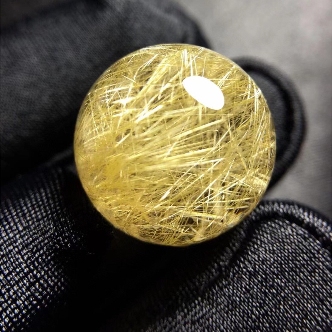 天然】ゴールド ルチル クオーツ 丸玉 17.6mm-