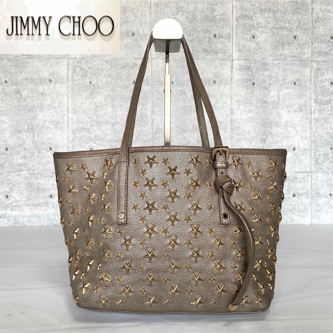 極美品】JIMMY CHOO SASHA/S メタリックグレージュトートバッグ ...